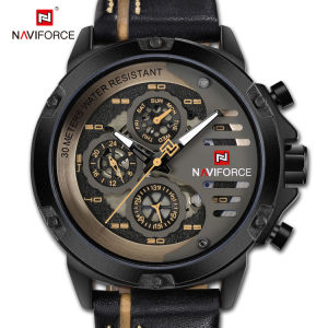 NAVIFORCE Men Watch Date Week Sport Mens Watches Top Brand Luxury Military Army Business Genuine Leather Quartz Male Clock NF9110