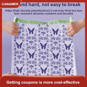【CANAMEK 】 50pcs Large Capacity Lavender Drawstring Trash Bags With Handles For Kitchen Bathroom Bedroom & Living Room