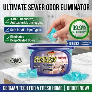 Drain Deodorizer Beads Anti Odor Sink Freshener Eliminate Bad Smells Long Lasting Fresh Dissolve Slowly Prevents Return Odor Kitchen Bathroom Toilet Pipe Cleaner Deodorizing Pellets