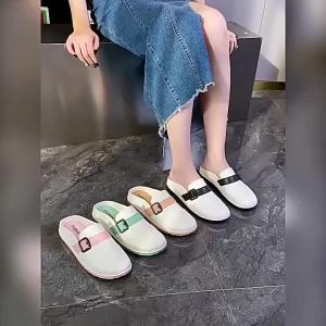 [Free Shipping] Womens Open-Toe Flat Mules for Outdoor Wear in Summer Ins Trendy Fashion Casual Soft-Soled Sandals Non-Slip and Comfortable