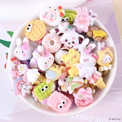 Arcylic Beads Set Charm Resin Beads Charm Bead Charms Set Guka Keychain Craft Kit DIY Phone Case Cream Glue Accessories