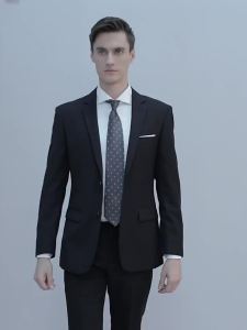 Local shipping!Black two-piece suit business client meetingswrinkle-resistant fabricslim fit multiple sizes