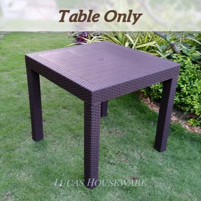 DINING TABLE RECTANGL SQUARE RATTAN DESIGN TABLE (TABLE ONLY) / OUTDOOR INDOOR MONOBLOCK PLASTIC TABLE/LAMESA/MESA
