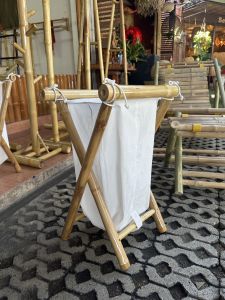 ตะกร้าผ้า  ตระกร้าใส่ผ้าไม้ไผ่ สูง60 cmxยาว40x กว้าง35cm มินิมอลสไตล์  ตระกร้าเอนกประสงค์ ตะกร้าผ้าใส่ผ้าเตรียมซัก ตะกร้าใส่เสื้อผ้าใช้แล้ว