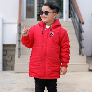 Jaket Parasut Anak Laki-Laki Musim Dingin dengan Hoodie - Bahan Lembut Warna Cerah Usia 4-10 Tahun