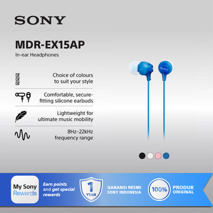 Sony MDR-EX15AP Earphone With Mic EX15AP EX15 AP Blue Lazada Indonesia