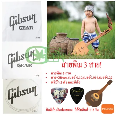 สายพิณ สายพิณโปร่ง สายพิณไฟฟ้า 3 สาย Gibson • GIBSON 0.0100.0140.022 ฟรีปิ๊ก 2 ตัว คละยี่ห้อ
