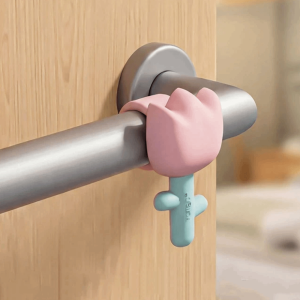 SDFBN Tulip Door Knob Cover Anti-Collision Anti Slip Silicone Doorknob Sleeve Furniture Fittings Cute Flower-Shaped Bumpers Home