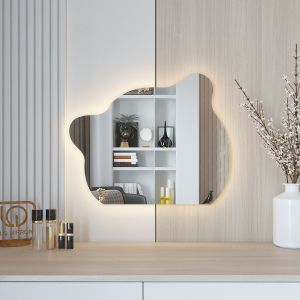 Gương DLQ Đầu Gấu Treo Tường Bàn Trang Điểm Có Led Cảm Ứng 3 Màu Tiện Lợi