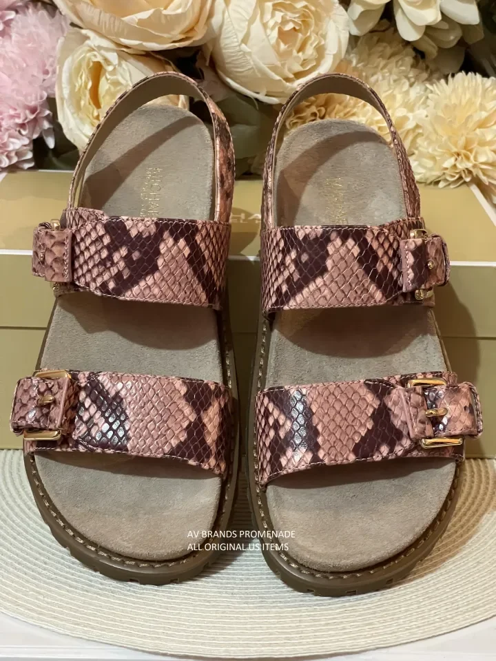 Pink snake 2024 print sandals