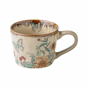 ZGNAY MALL Floral Pattern Ceramic Coffee Cup 385ml Non-slip Exquisite Water Cup Decorative Comfortable Grip Milk Cup Office