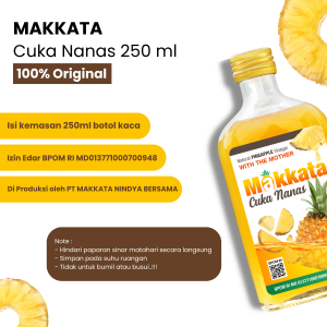 Makkata Organic PineApple Cider Vinegar Botol Kaca 250ml - Cuka Nanas Organik Tanpa Campuran Air