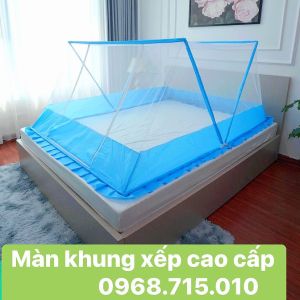 A33 Màn Xếp Thông minh | Mùng Xếp gấp gọn có chân viền vải Lụa chống muỗi cao cấp | Chân điều hướng thông minh
