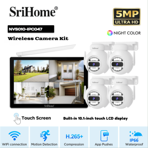 SriHome กล้องวงจรปิดไร้สาย กล้อง 5G WiFI FHD 5PM + ความปลอดภัยกล้องเฝ้าระวังเสียงสองทาง + ชุด