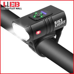 UEB LED Cycling Headlight Aluminum Alloy with Tail Light Powerful Bike Front Light IP44 Waterproof Power Display Riding Safety Accessories