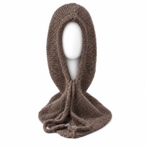HPVDBP Trendy Style Winter Balaclava Hat Ear Protection Thick Yarn Solid Color Beanie Fluffy Bonnet Shrug Comfy Fit Integrated Scarf Cap Women