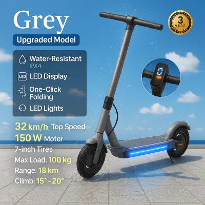 Electric Scooter for Adult Teens Kids Height Seat Adjustable Foldable Scooter Electric for Teens Portable Aluminum escooter Lithium Battery Scooter Outdoor Commuter with Brake Free Basket Big Light and Two 8.5 inch Rubber tires LED Digital Display