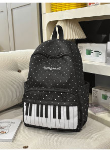 Polka Dot Piano High-Style Backpack for Female Students Korean College Style Travel Backpack for Middle and High School Girls