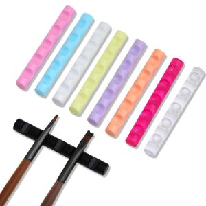 GOFIDIN Acrylic Giá để cọ vẽ móng 5 ô lưới Di động Giá đỡ bút vẽ Đa chức năng Giá đỡ cọ vẽ acrylic dành cho dụng cụ làm móng tay.