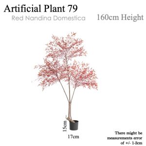 RED NANDINA Artificial Plant Artificial Flower Faux Greenery Potted Plant Home Decoration Indoor Outdoor Decorative Plants for Living Room Bedroom Office Desk Tabletop Garden Café Event Wedding Artificial Decorative Plant Ornament Accessories
