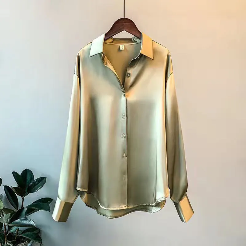 ladies white satin shirt