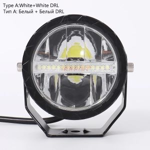 3.5 Inch White Yellow With DRL High Low Beam LED Work Head Fog Driving Light For Car SUV Truck ATV UTV 12-48V