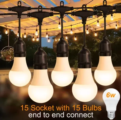 30M 32bulbs Outdoor String Light IP65 Waterproof Shatterproof Party Lights S14 Patio Lights Hanging Lights for Garden Holiday Wedding Outside Backyard Porch Cafe Warm White 2700K