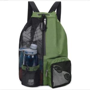 Mens Fitness Sports Bag with Wet Pockets Thickened Mesh Lightweight Outdoor Backpack Beach Bag
