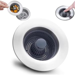 JURHOMIE Bouncing Core Filter Sink Leak-proof Plug 3 in 1 Drain Basket Stopping Blockage Sink Strainer