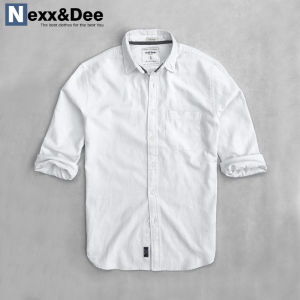 Áo sơ mi nam tay dài màu trắng Nexx&Dee công sở 1 túi đi tiệc vải oxford denim cao cấp SM02