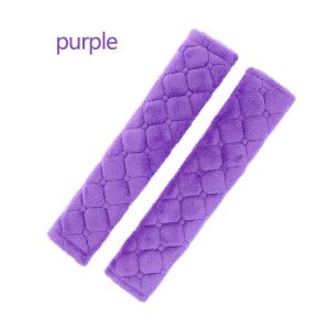 LUMIQLO 2Pcs Comfortable Grey/Pink/Purple/Black/Beige Seat Safety Belt Covers Car Shoulder Pad Soft Plush Cushion