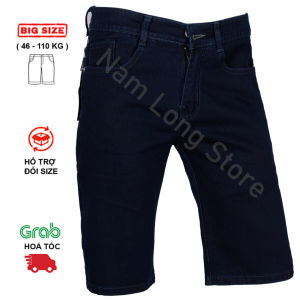 Quần Short Nam Trung Niên Vải Jean Cotton Mịn Mát Co Giãn Thoải Mái Ống Suông Big Size Túi Ngang