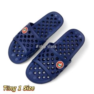 Dép nhựa lỗ táo đen đi trong nhà nam nữ quai ngang êm chân chống trơn trượt iDEP DL028 (Chọn Tăng 1 Size)