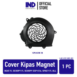IND Onderdil Cover Kipas Magnet Honda Beat FI & Scoopy F1 & Spacy Karbu FI & Vario 110 eSP 2014 Penutup Tutup Tameng Pelindung Radiator Fan Hitam Polos Magnit Full Lubang Custom Bolong Untuk Spiner Spinner Extra Bubble
