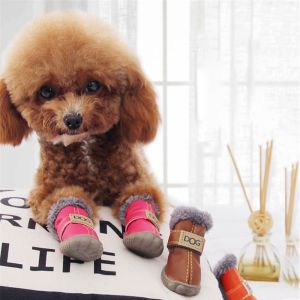 YUBAGUANB Soft Pet Snow Boots Waterproof Warm Winter Pet Dog Shoes Puppy Rain Snow Boots Non Slip Dog Rainshoes for 4Pcs/Set Winter