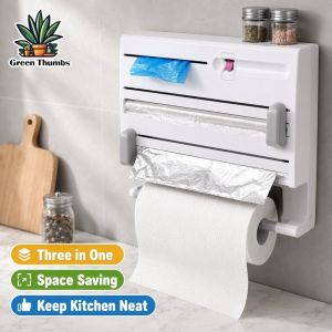 Paper Towel Holder Aluminum Foil Dispenser Wrap Organizer Wall Mounted Rust Resistant Cabinet Kitchen Storage