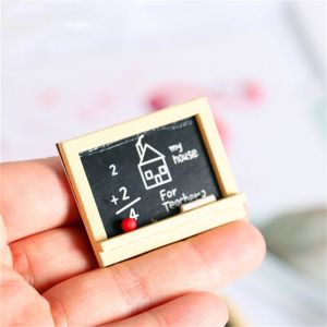 MARBLEX Mini Mini Ornament Pretend Play Dollhouse Accessories Miniature Chalkboard Model Wood Painting Easel Small Blackboard