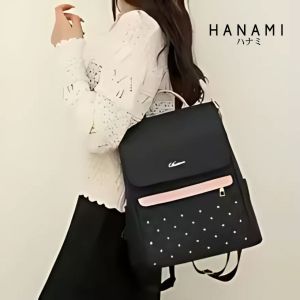 HANAMI Tas Ransel Premium Wanita Kurumi Cantik Sekolah Hitam Elegant TA1170B5 Kuliah