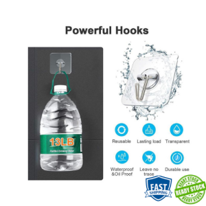 (Ready Stock) 1pc Wall Hook Strong Transparent Magic Adhesive Waterproof No Nail Penyangkut Dinding 挂钩强力免打孔