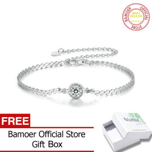 Bamoer 925 Sterling Silver Bạc 0.5ct Lấp Lánh Moissanite Vòng Đeo Tay Thiết Lập liên kết chuỗi Cho Phụ Nữ Món Quà Kỷ Niệm Msb009