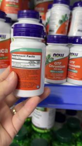 NOW GTF Chromium 200 mcg Bổ Sung Crom Hỗ Trợ Chuyển Hóa Glucose 100 Viên Chay. -M - Hỗ trợ hoạt động của insulin: Crom tham gia vào hoạt động bình thường của insulin trong quá trình chuyển hóa glucose.