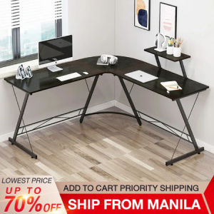 BAIERDI Office L-shaped computer desk study desk simple double writing desk combination with mainframe bracket+ Damaged can be returned+ same-day delivery