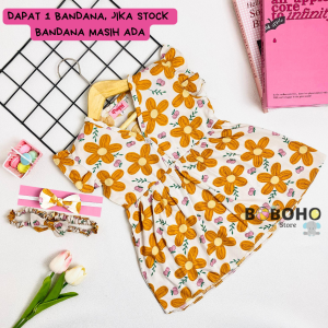 BOBOHO - DRESS ANAK PEREMPUAN LOKAL FREE HANDBAND / DRESS BAYI LUCU LENGAN RUFFLE GAYA SANTAI