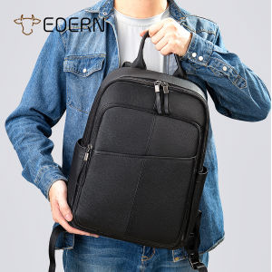 EDERN Large Capacity Genuine Leather Backpack for Men New Cowhide Schoolbag Fashion Casual Outdoor Travel Backpack 13.3-inch Laptop Bag