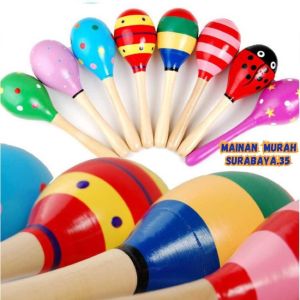 UKURAN PANJANG | Mainan Meningkatkan Motorik Anak HX 04 Kerincingan Wooden Music Rattle Stick Marakas | Mainan Anak Bayi Maracas Baby Stik Kayu Ada Banyak Warna Dan Model Menarik | Mainan Kerincing Gengam Boria Anak Harga Satuan Murah Bahan Berkualitas