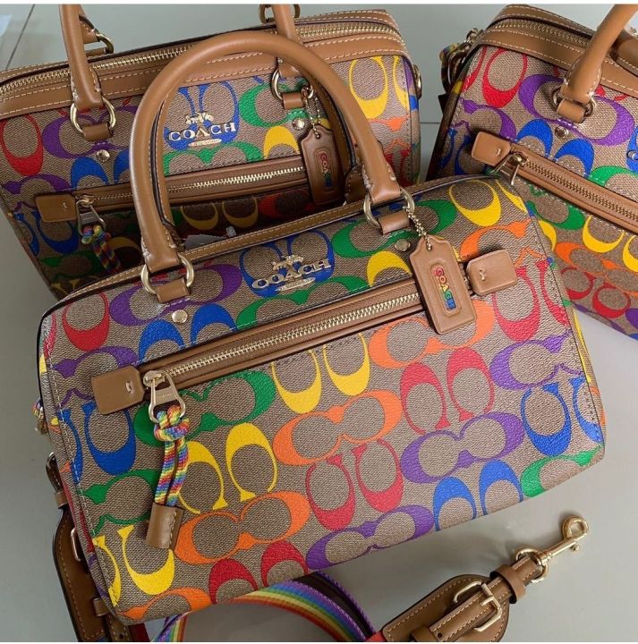 Coach rowan discount satchel rainbow