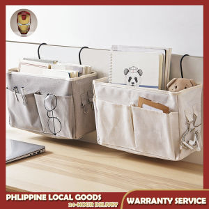 Hanging Storage Organizer Bag 4‑Pockets 2 Hooks Bedside Caddy Dorm Cabinet Hanging Storage Basket