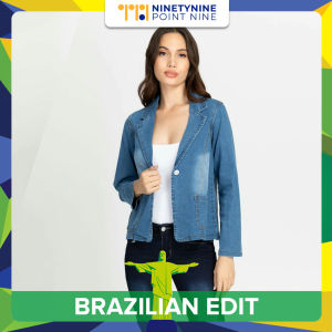 [Brazilian Edit] 99.9 Women's Fashion Single-Button Lapel Neck Denim Jacket for Women [638/639]