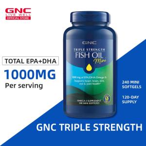 Gnc Triple Strength Fish Oil 240 Mini Softgels Omega3 Supplement Omega-3s Supports heart brain skin eye& joint health