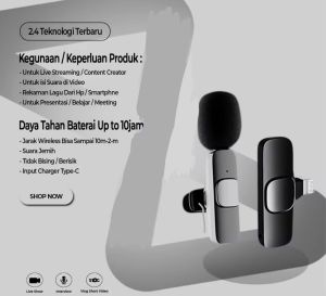 MICROFON WIRELESS PROFESSIONAL K9 / MIC PLUG AND PLAY - HITAM